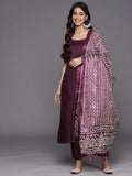 Varanga Violet Regular Round neck Kurta With Trousers & Dupatta