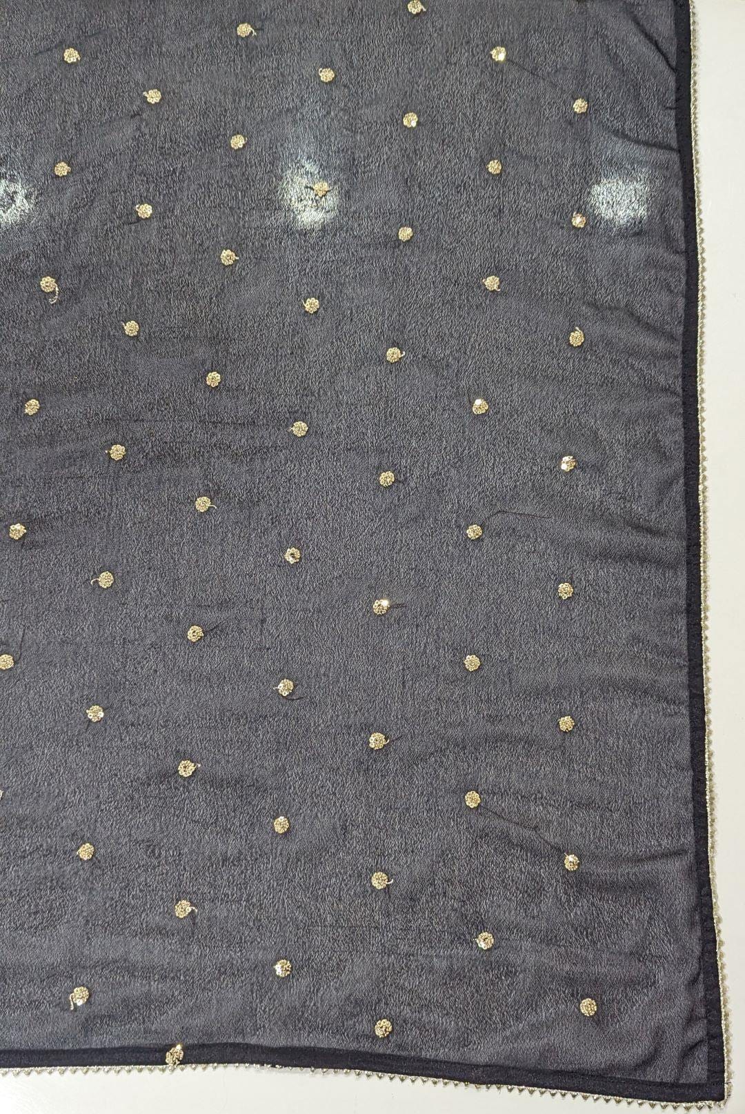 Varanga Women Black Floral Printed Embroidered V-Neck Alia Cut  Kurta Paired With Tonal Dupatta