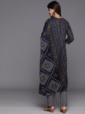 Varanga Women Blue  Printed  Embroidered Kurta With Bottom And Dupatta