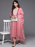 Varanga Women Ethnic Motifs Printed Regular Thread Work Kurta with Trousers & With Dupatta
