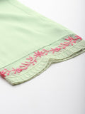 Varanga Women Sea Green Thread Embroidered Kurta With Bottom And Dupatta