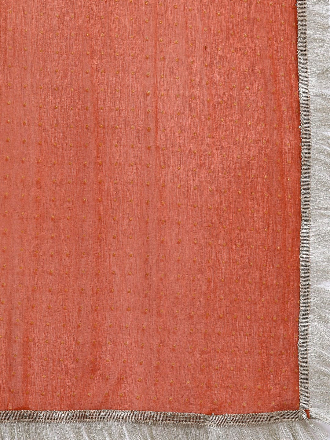 Varanga Women Rust Solid V-Neck  Embellished With Gota Straight Kurta Paired With Tonal Bottom And Dupatta