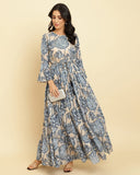 varanga women blue floral printed anarkali kurta