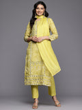 Varanga Women Lime Green Mirror And Gota Hand Embellished Kurta Set With Dupatta