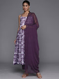 Varanga Women Violet Spaghetti Strap Anarkali Kurta With Bottom And Dupatta