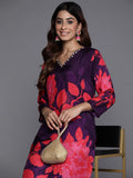 Varanga Floral Printed Sequinned Pure Silk Kurta with Trousers