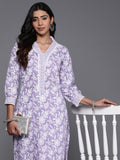 Varanga Women Floral Printed V-Neck With Lace Detail Kurta