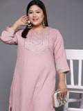 Varanga Women Plus Size Mauve Yoke Design Gotta Patti Crepe Kurta