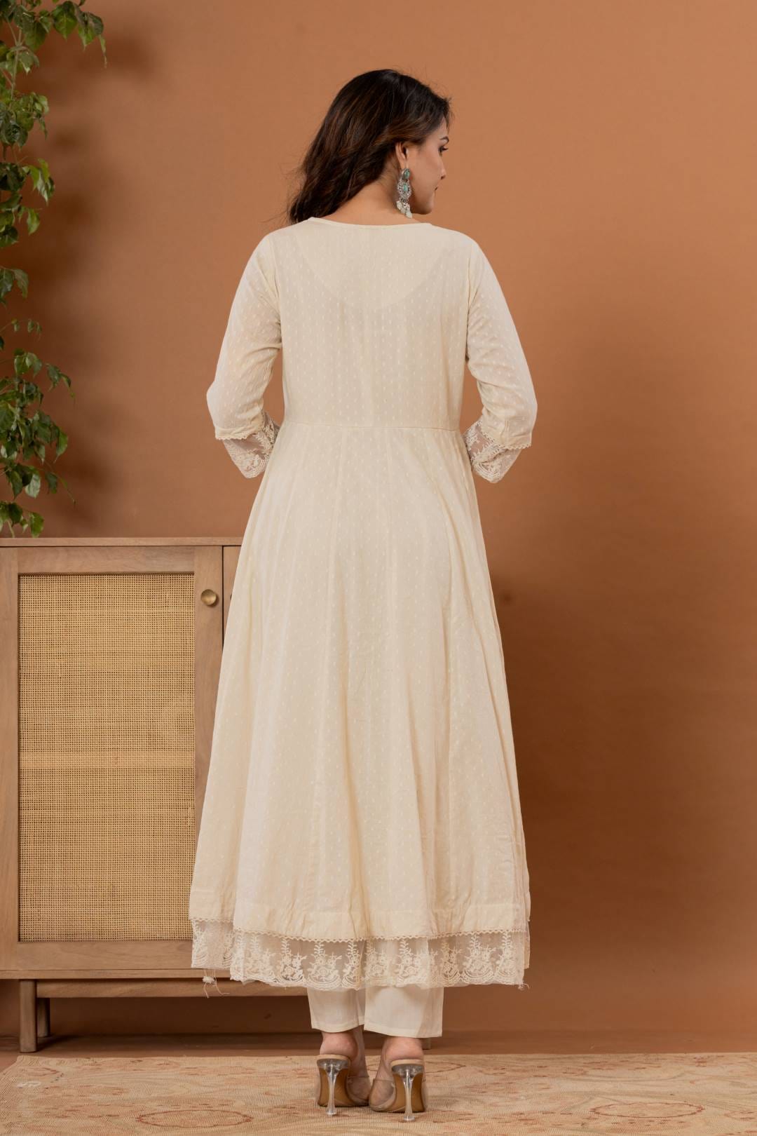 Varanga Women Floral Embroidered Panelled Mirror Work Pure Cotton Kurta with Trousers & Dupatta