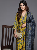 Varanga Women Floral Printed Regular Sequinned Chanderi Silk Kurta with Trousers & With Dupatta
