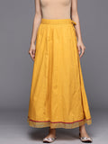 Varanga Mustard Yellow Flared Cotton Ethnic Palazzos