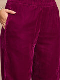 Velvet Kurta With Silver Print, Paired With  Trousers For An Elegant, Everyday Look