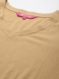 Beige Straight Kurta Paired With Tonal Bottom And Printed Dupatta