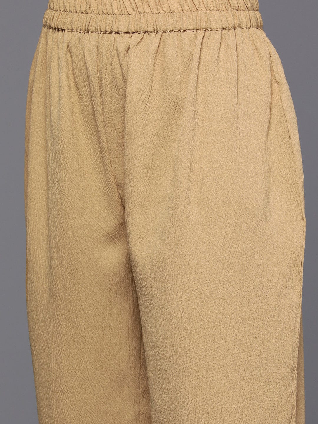 Beige Straight Kurta Paired With Tonal Bottom And Printed Dupatta