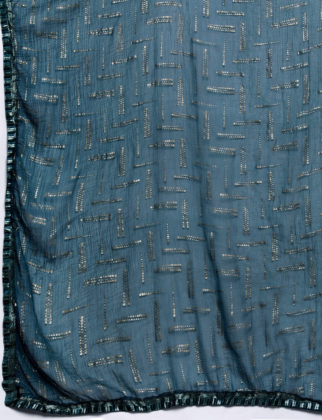 Blue Round Neck Embroidered Yoke Straight Kurta Paired With Tonal Bottom And Dupatta