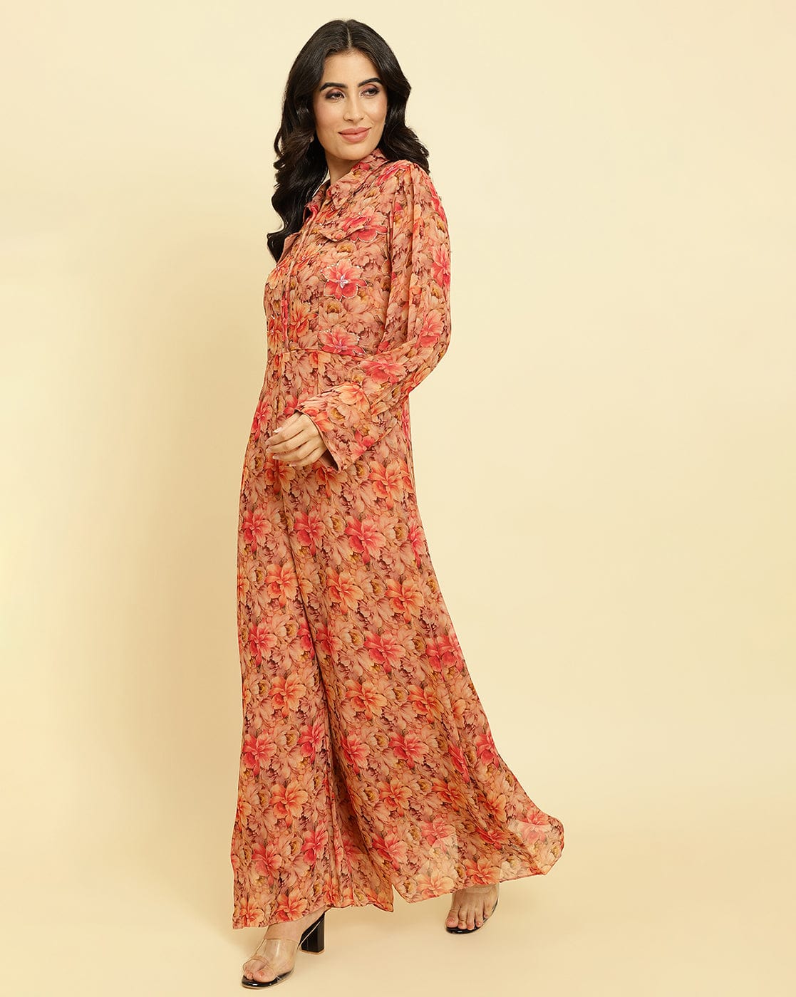 Varanga Women Floral Printed Zari Embellished Multi Colour Floral Printed JumpSuit