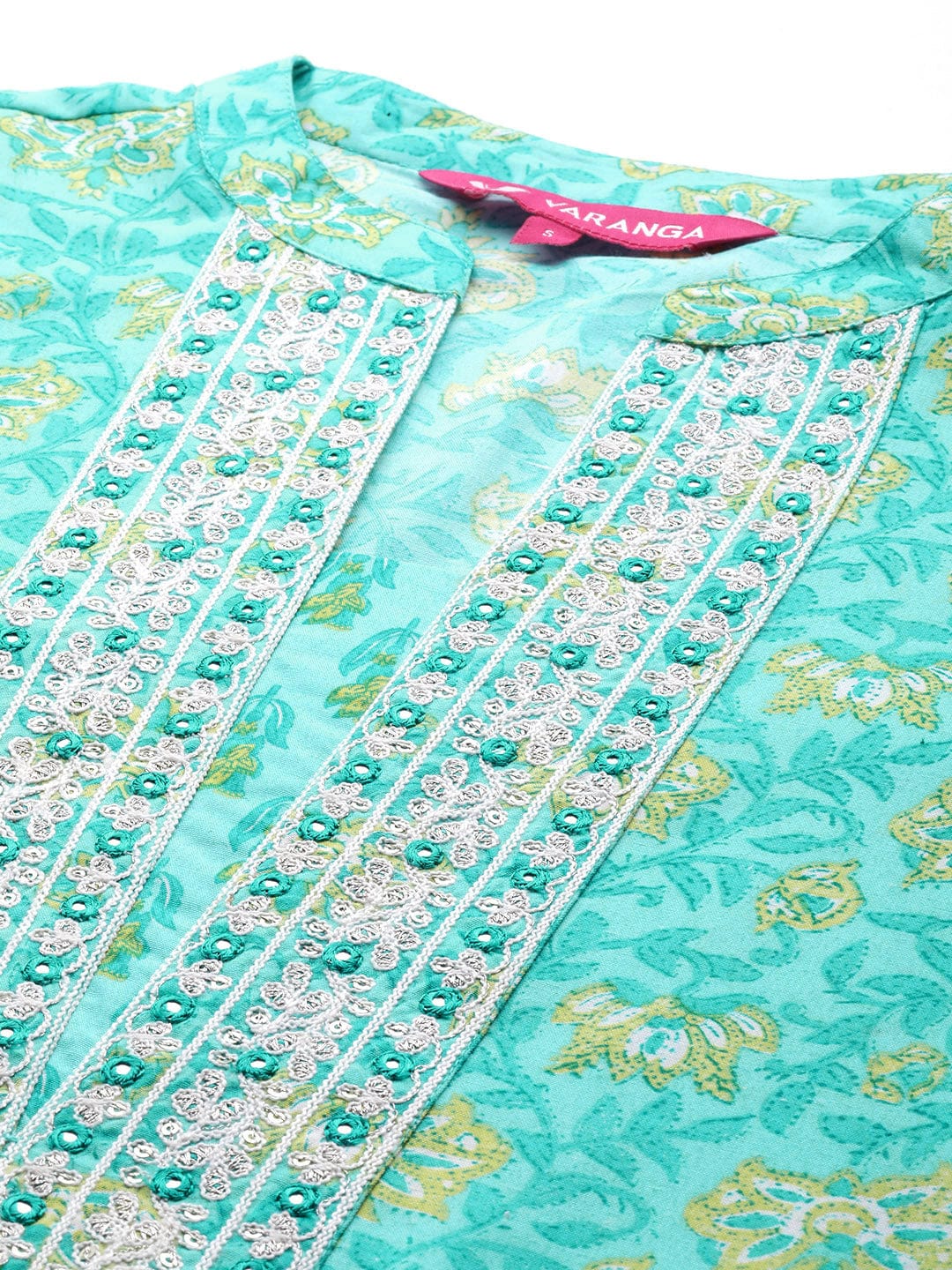 Varanga Women Blue Floral Kurta Paired With Bottom & Dupatta