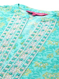 Varanga Women Blue Floral Kurta Paired With Bottom & Dupatta