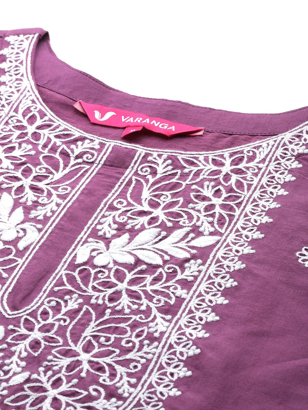Varanga Women Purple Thread Embroidered Kurta With Tonal Bottom And Dupatta