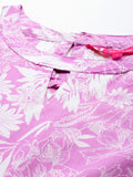 Varanga Women Lavender Floral Printed Halter Neck Anarkali Kurta With Bottom