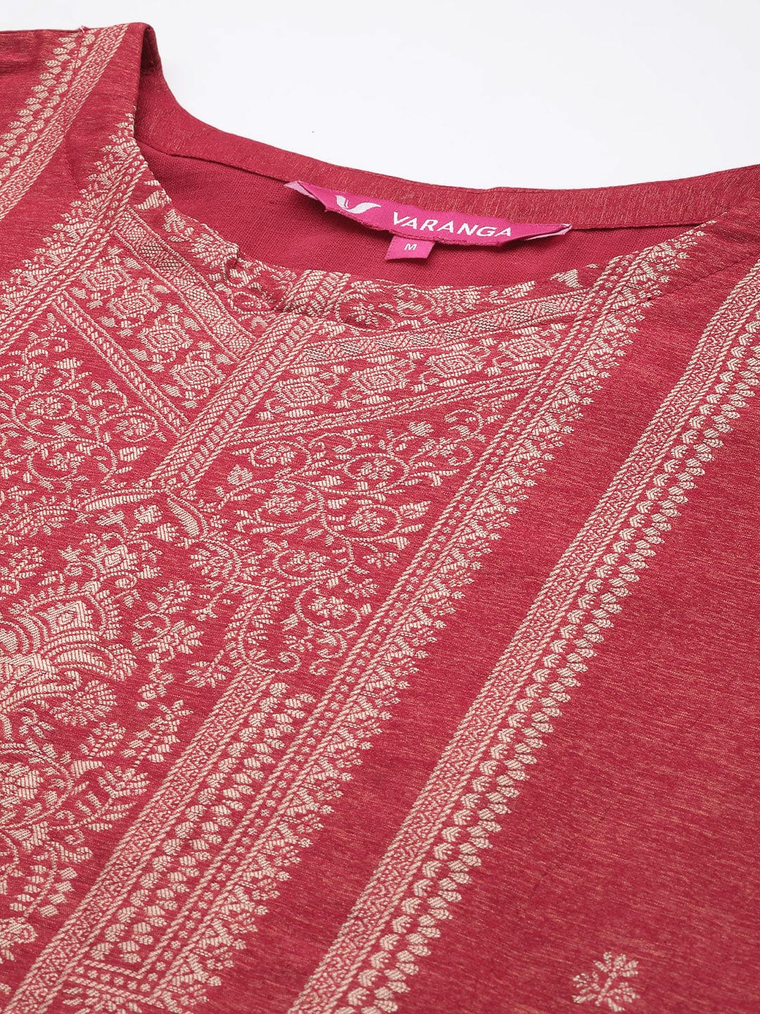 Varanga Women Rust Jacquard Weave Kurta With Bottom And Dupatta