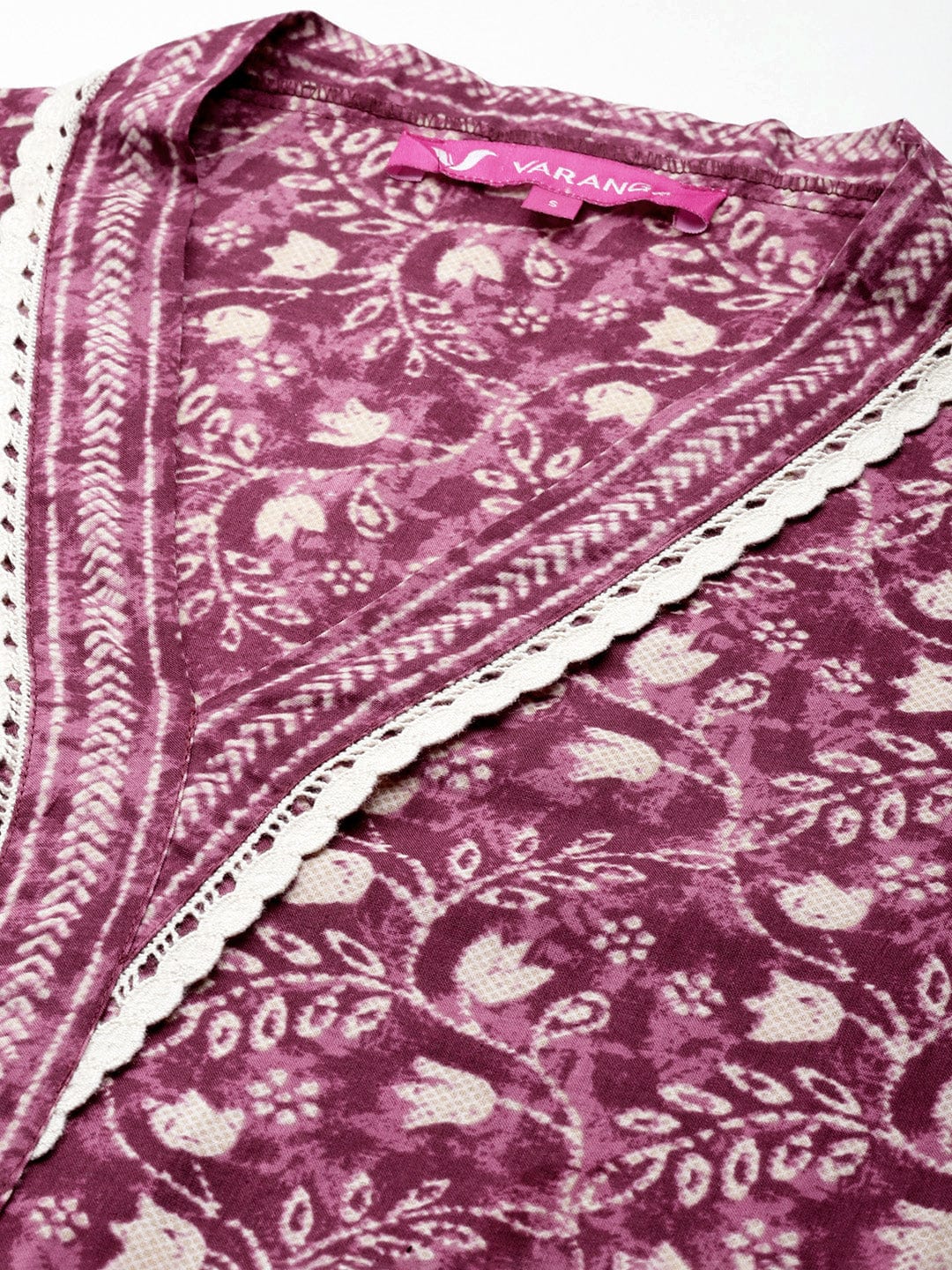 Varanga Women Magenta Floral Printed Straight Kurta