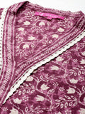 Varanga Women Magenta Floral Printed Straight Kurta