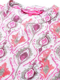 varanga pink ikat printed mandarin collar gathered details a line kurta