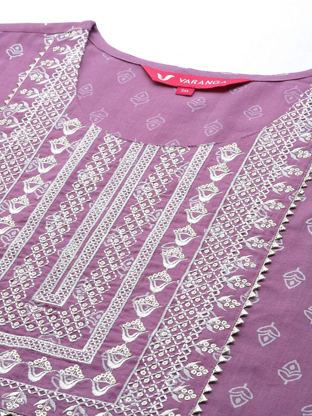 Varanga Women Mauve & Off White Ethnic Motifs Printed Gotta Patti Kurta