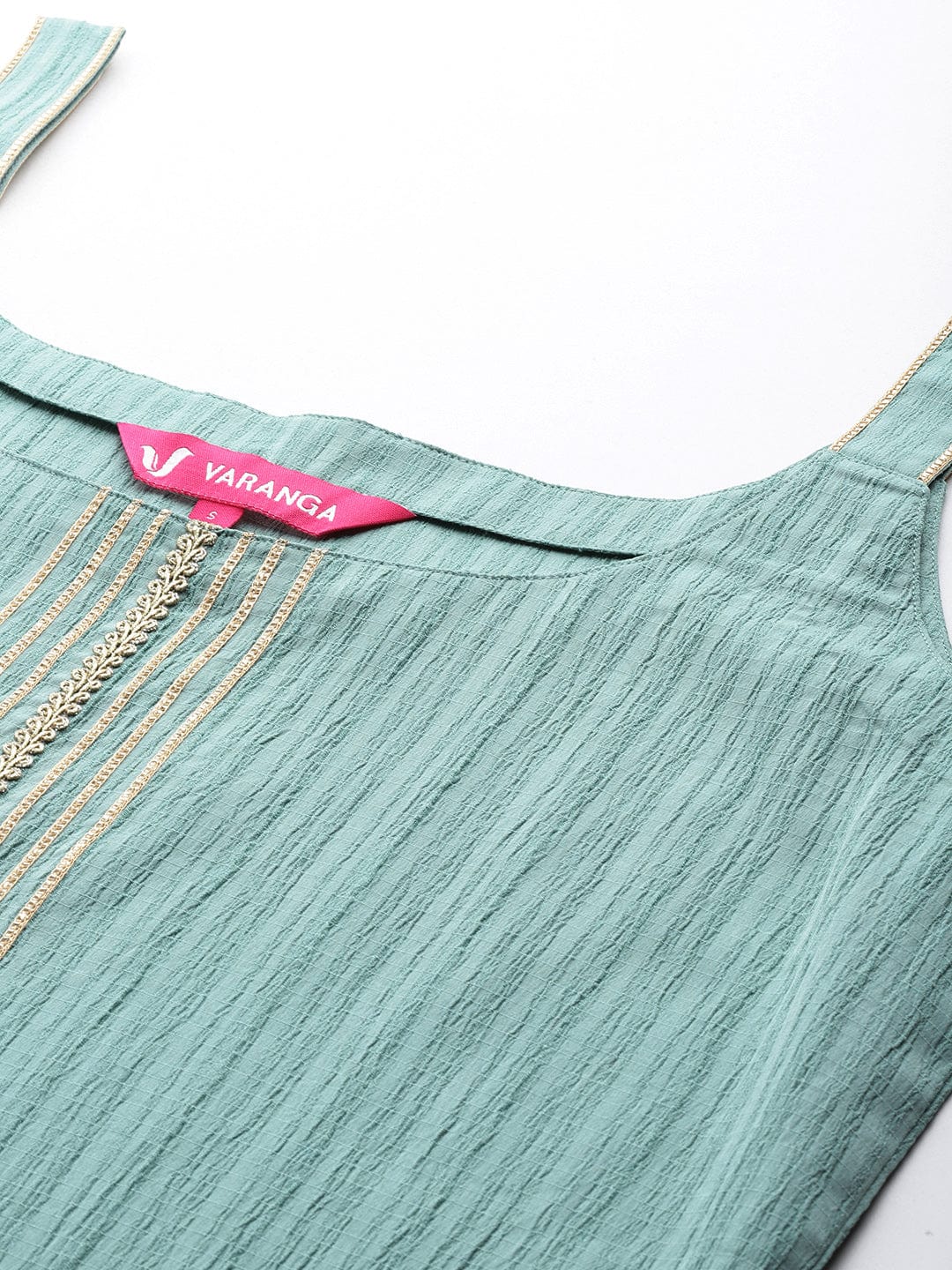 Varanga Women Sea Green Straight Kurta With Tonal Bottom And Dupatta