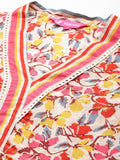 Varanga Floral Embroidered Thread Work Pure Cotton Kurta with Trousers & Dupatta