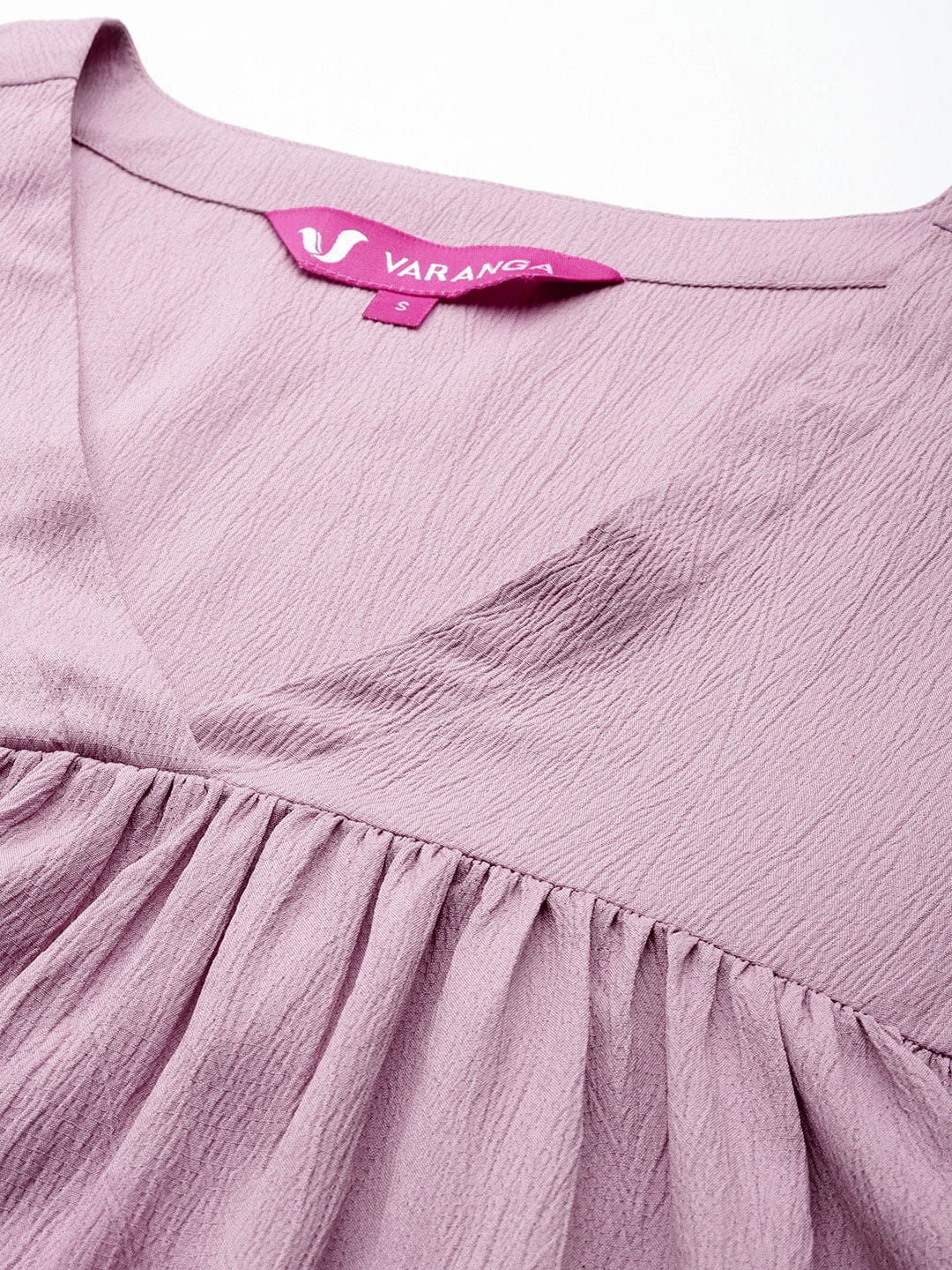 Varanga Women Pink Empire Gathered Details A-Line Kurta Paired With Tonal Bottom