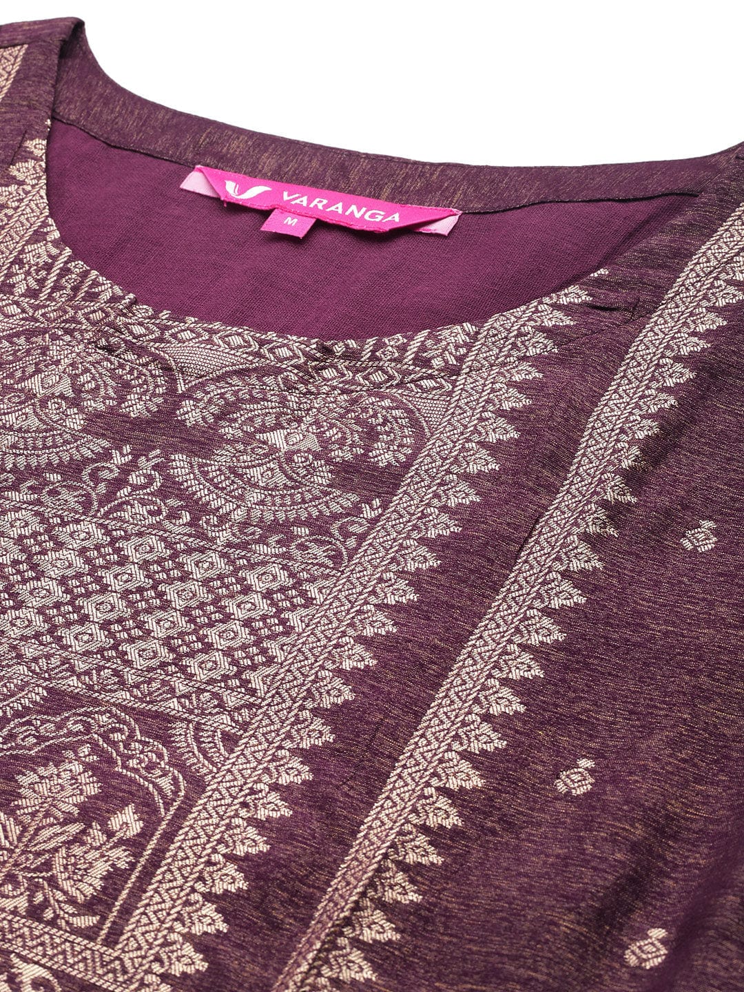 Varanga Women Purple Jacquard Weave Kurta With Bottom And Dupatta