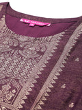 Varanga Women Purple Jacquard Weave Kurta With Bottom And Dupatta
