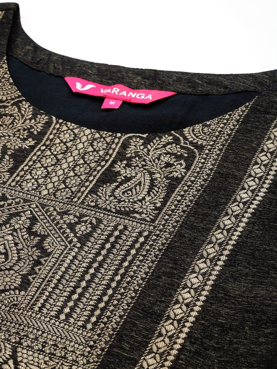 Varanga Women Black Jacquard Weave Kurta With Bottom And Dupatta