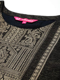 Varanga Women Black Jacquard Weave Kurta With Bottom And Dupatta