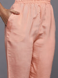 Varanga Women Peach Silk Floral Printed Beads And Stones Embellished Kurta Set With Dupatta