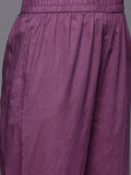 Varanga Women Purple Thread Embroidered Kurta With Tonal Bottom And Dupatta
