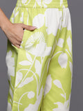 Varanga Women Lime Green Halter Neck Kurta With Bottom