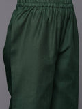Varanga Women Green Embroidered  Long & Flared Sleeves Kurta With Tonal Bottom