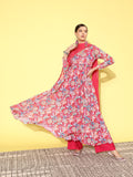 Varanga Women Pink Floral Printed Georgette Anarkali Kurta