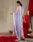 Varanga Women Lavender Lurex Kurta Set With Halter Neck