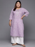 Varanga Women Plus Size Lavender & White Bandhani Printed Gotta Patti Kurta