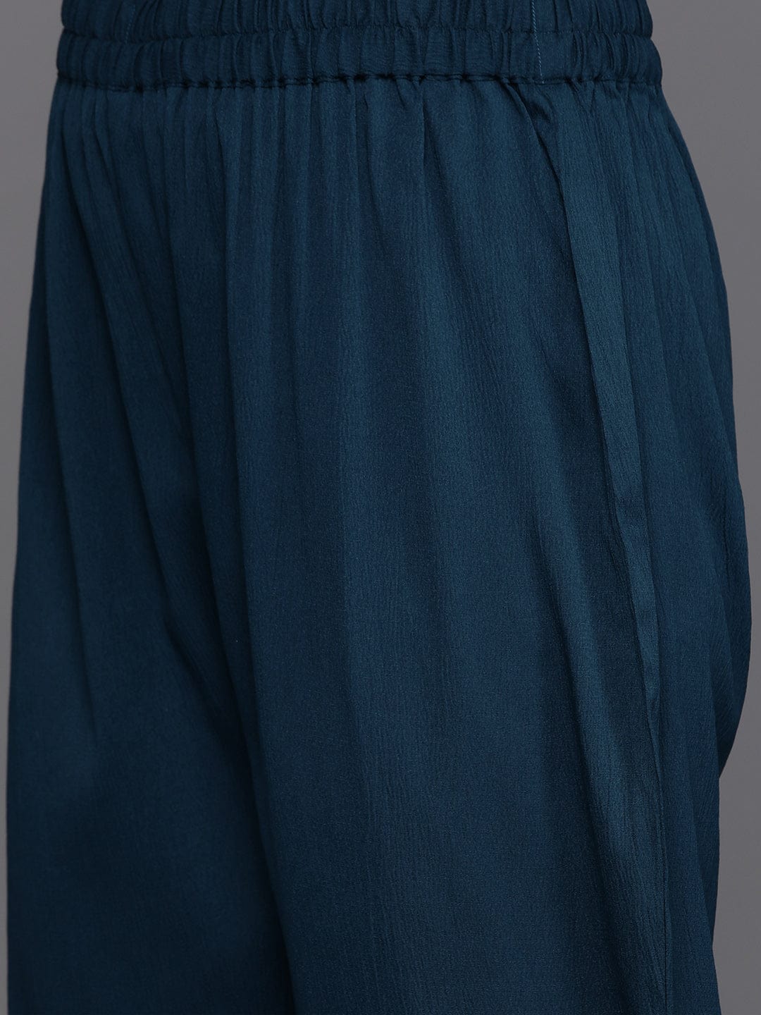 Varanga Women Teal Empire Gathered Details A-Line Kurta Paired With Tonal Bottom