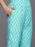 Varanga Women Blue Floral Kurta Paired With Bottom & Dupatta
