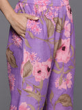 Varanga Women  Lavender Floral Printed Cotton Co-Ords
