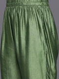 Varanga Women Green Ethnic Printed Straight Kurta With Bottom And Dupatta