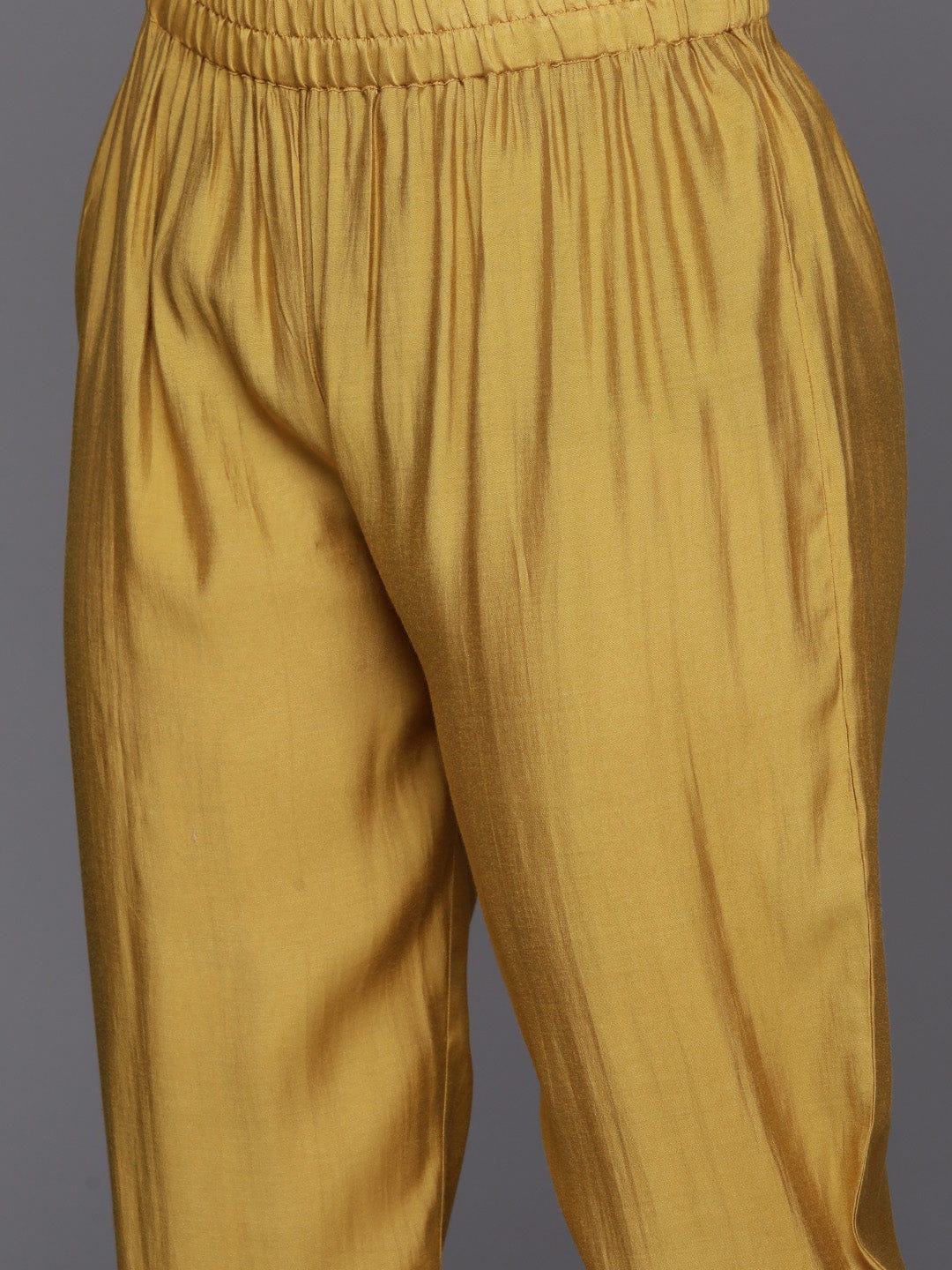 Mustard Embroidered Straight Kurta Paired With Tonal Bottom And Contrast Dupatta