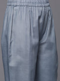 Varanga Women Grey Straight Kurta With Tonal Bottom & Printed Bhaghalpuri Dupatta