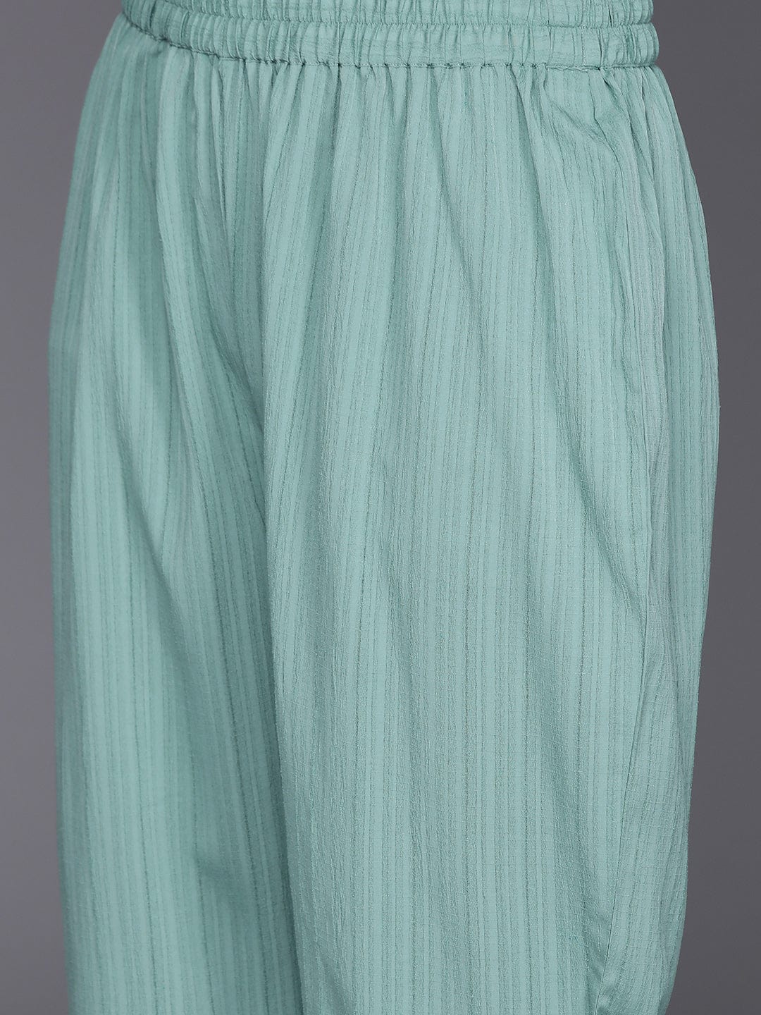 Varanga Women Sea Green Straight Kurta With Tonal Bottom And Dupatta